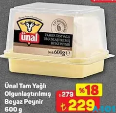 ÜNAL TAM YAĞLI OLGUNLAŞTIRILMIŞ BEYAZ PEYNİR 600 G